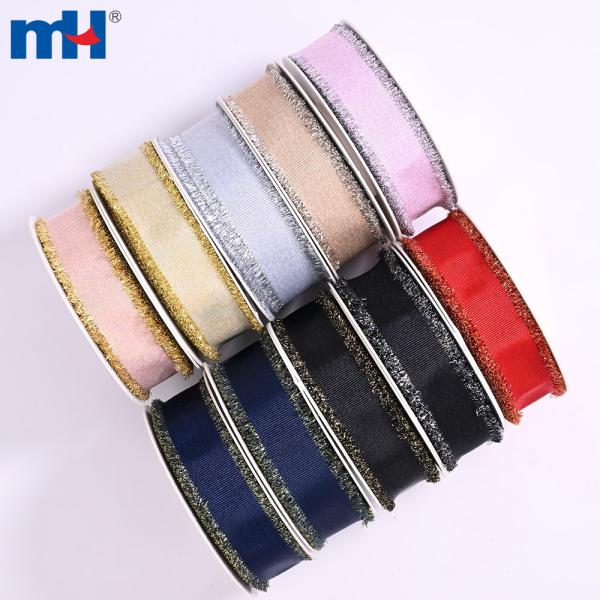 Polyester ribbon with 1 inch fringe and metal trim for hair ties