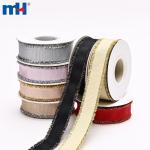 Polyester ribbon with 1 inch fringe and metal trim for hair ties