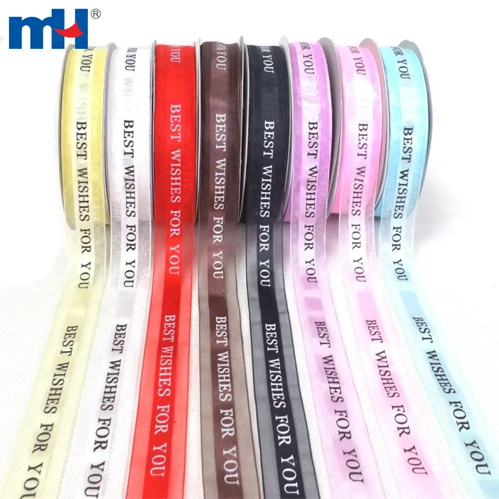 25 mm bedrucktes transparentes Satinband