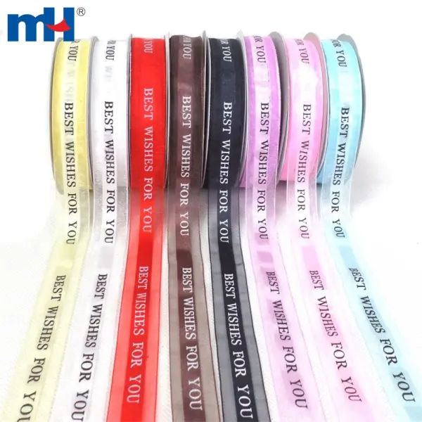 25 mm bedrucktes transparentes Satinband