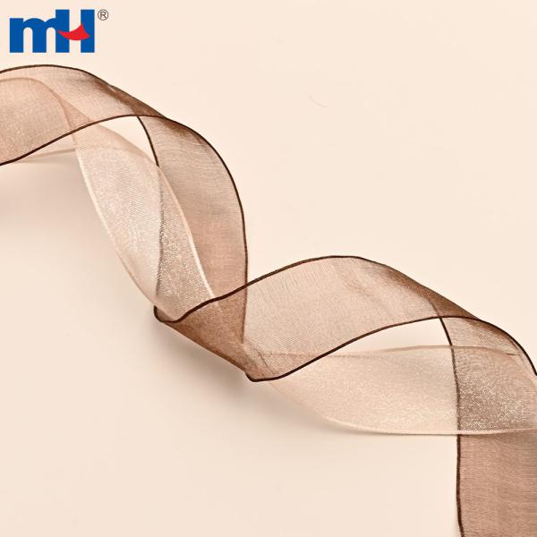 1 inch polyester solid edge sheer organza ribbon for wrapping
