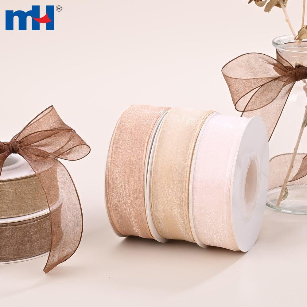 1 inch polyester solid edge sheer organza ribbon for wrapping