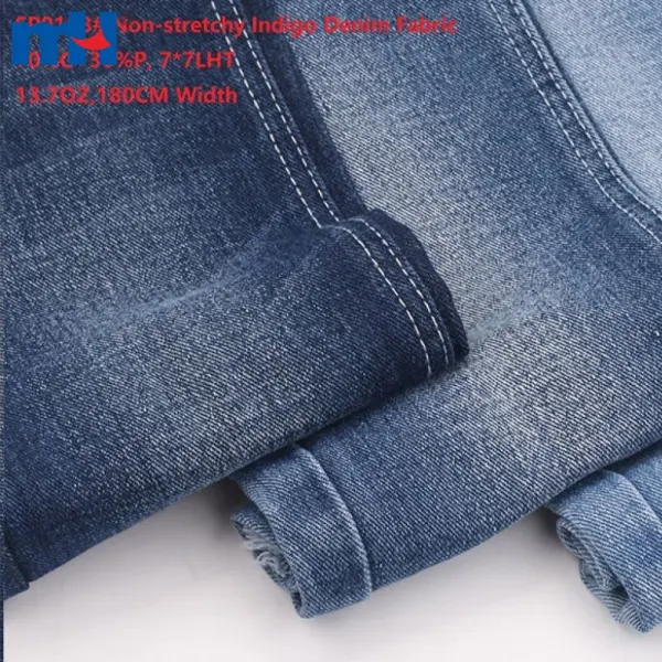 Tessuto denim di cotone e poliestere blu scuro