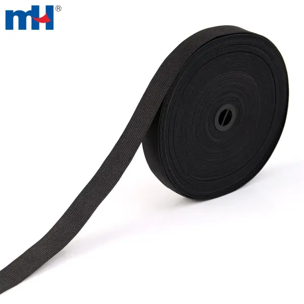 Banda elástica tejida de látex y poliéster negro de 20 mm