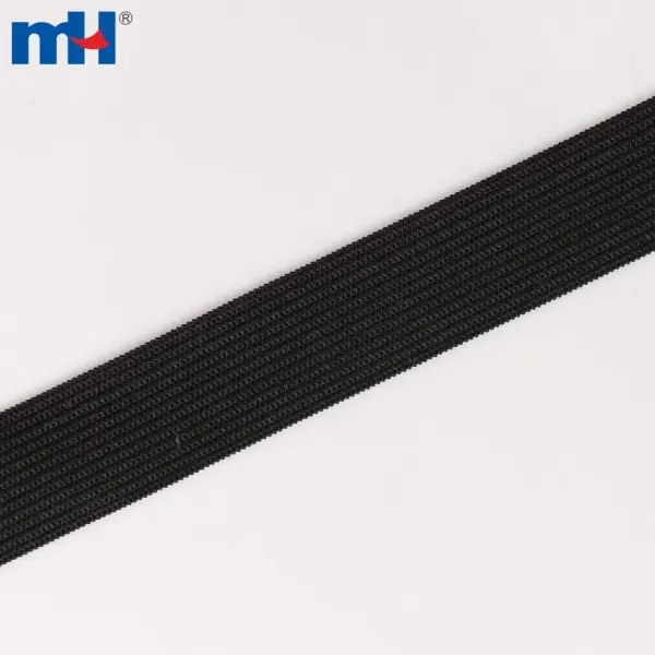 Banda elástica tejida de látex y poliéster negro de 20 mm