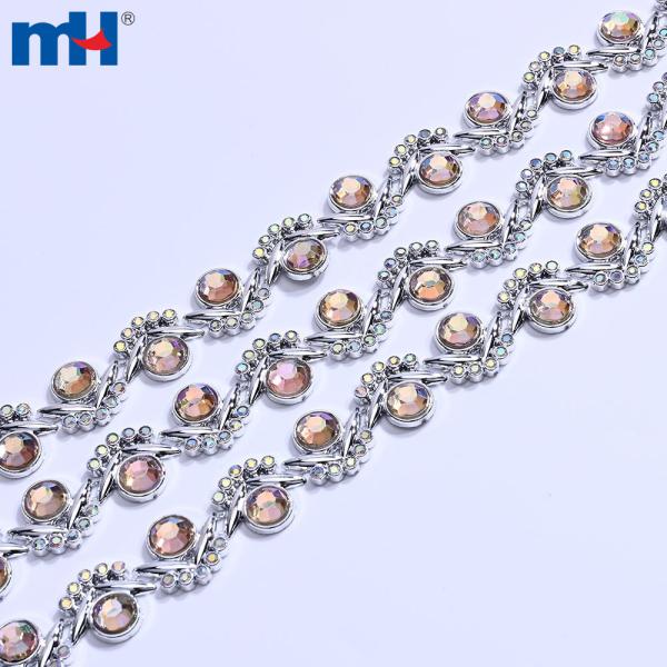20mm plastic stone chain with glass A
