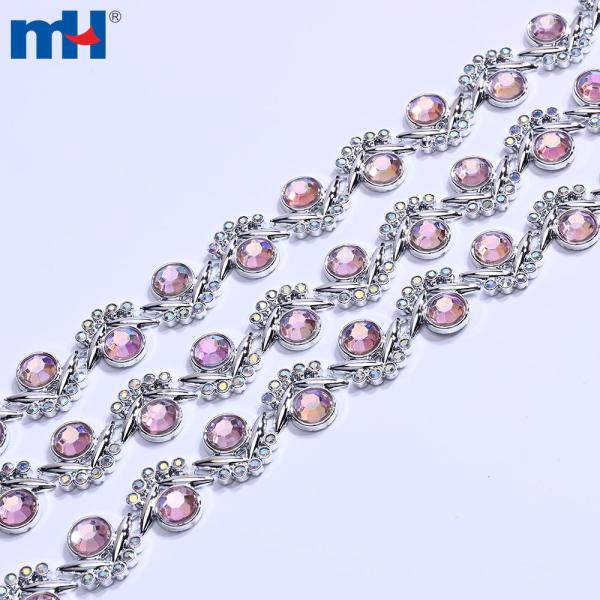 20mm plastic stone chain with glass A