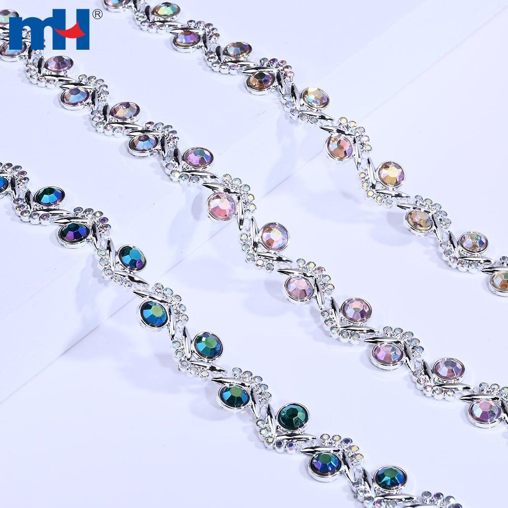 20mm plastic stone chain with glass A