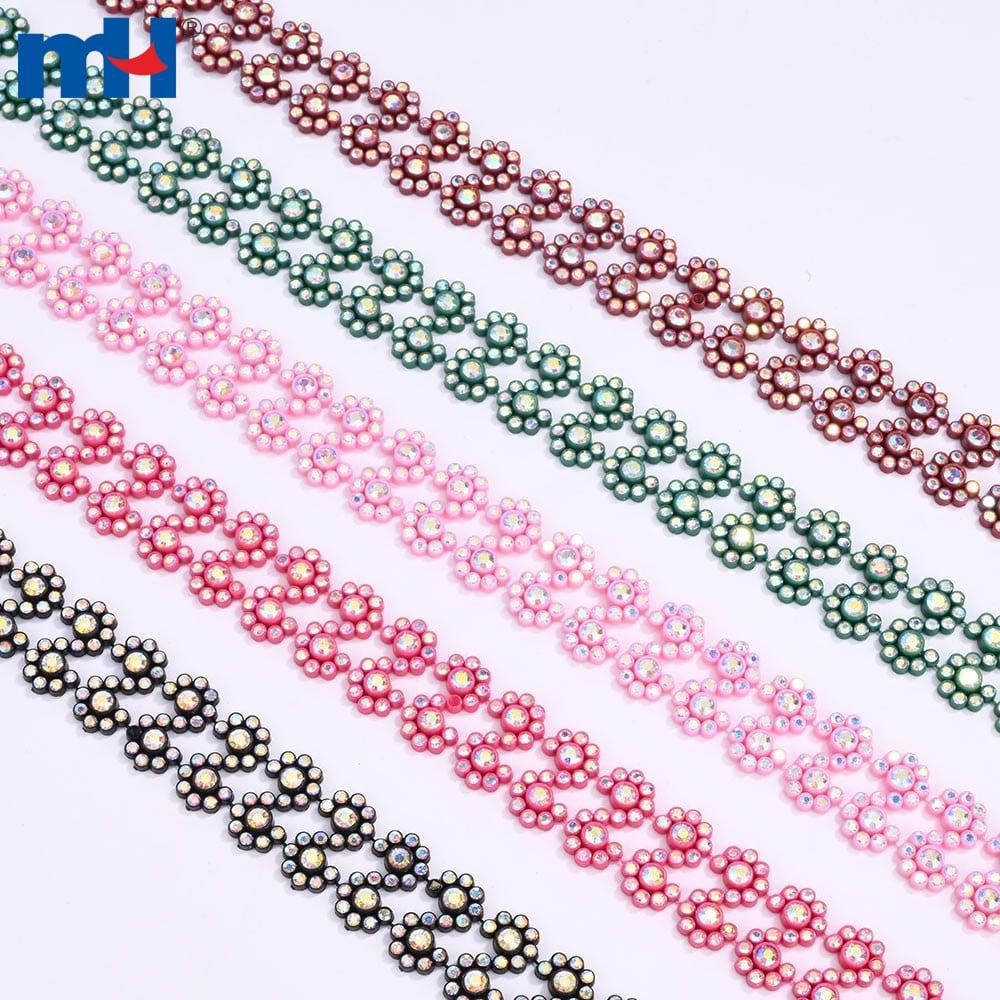 Adorno de flores de pedrería de 22 mm con cristal AB - Adorno floral brillante