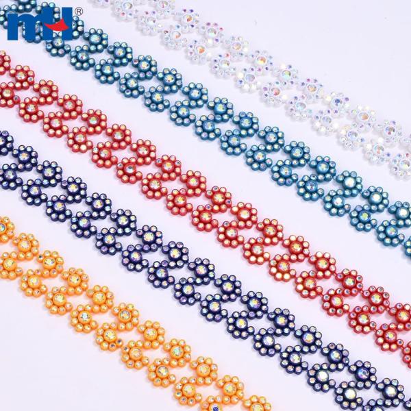 Adorno de flores de pedrería de 22 mm con cristal AB - Adorno floral brillante