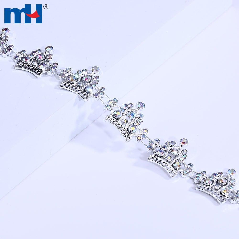 23mm plastic chain with white ceramic stones and electroplated base