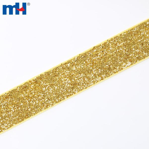 Fita de veludo dourada brilhante de 25 mm
