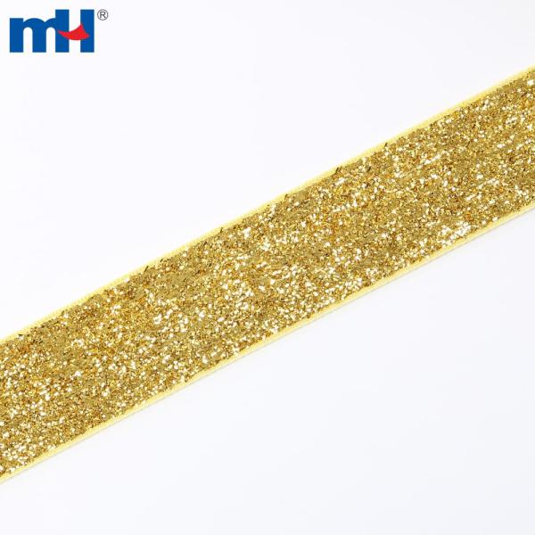 Fita de veludo dourada brilhante de 25 mm