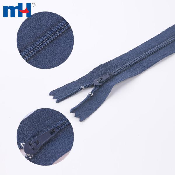 #3 Kapalı uçlu pin kilitli naylon fermuarlar