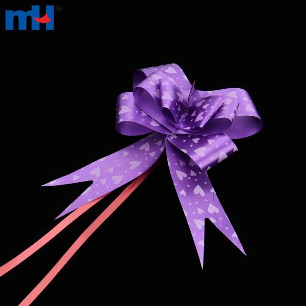 Drawstring printed bow ribbon