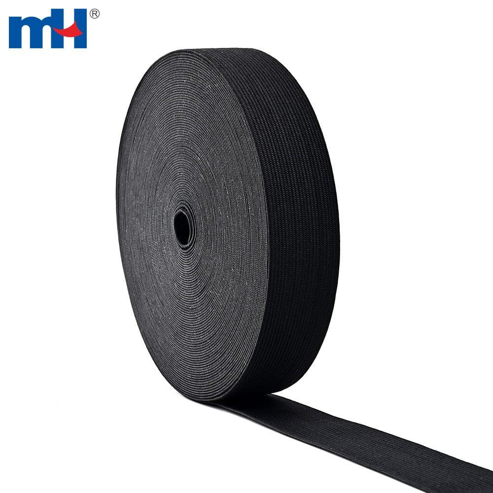 Black woven polyester and latex elastic band