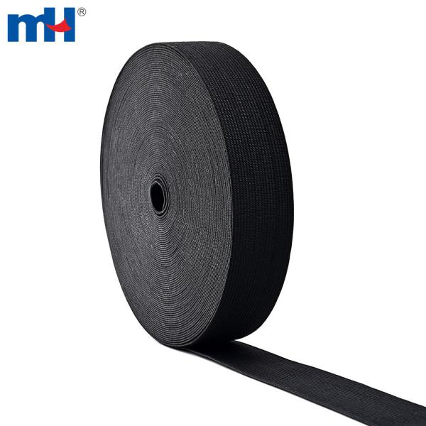 Black woven polyester and latex elastic band