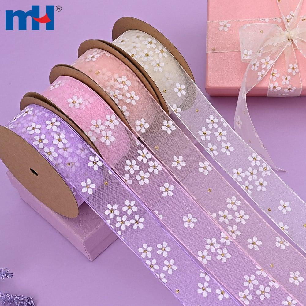 Floral printed organza ribbons