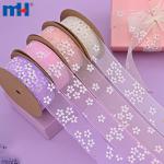 Floral printed organza ribbons