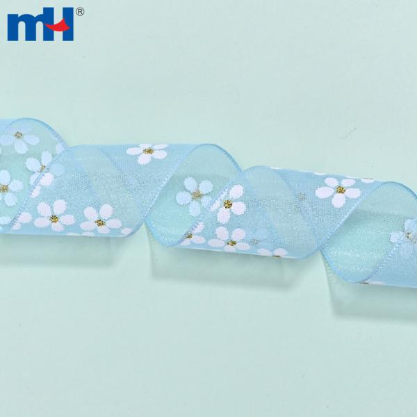 Floral printed organza ribbons