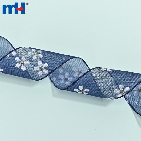 Floral printed organza ribbons