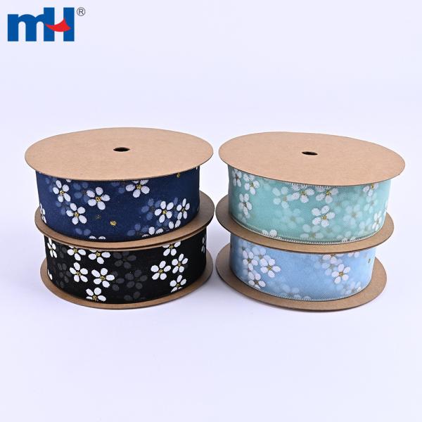 Floral printed organza ribbons