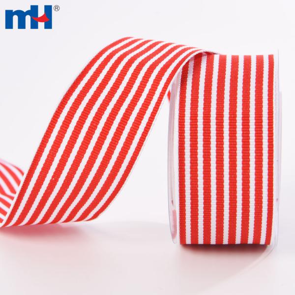 Оптова стрічка Grosgrain у червону та білу смужку 1 1/2 дюйма