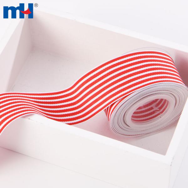 Оптова стрічка Grosgrain у червону та білу смужку 1 1/2 дюйма