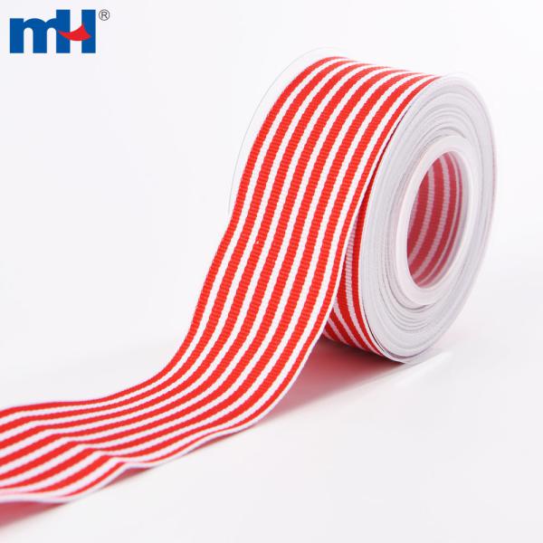 Оптова стрічка Grosgrain у червону та білу смужку 1 1/2 дюйма