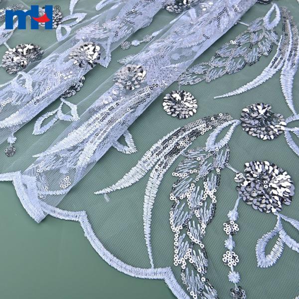 3D flower sequin embellished lace