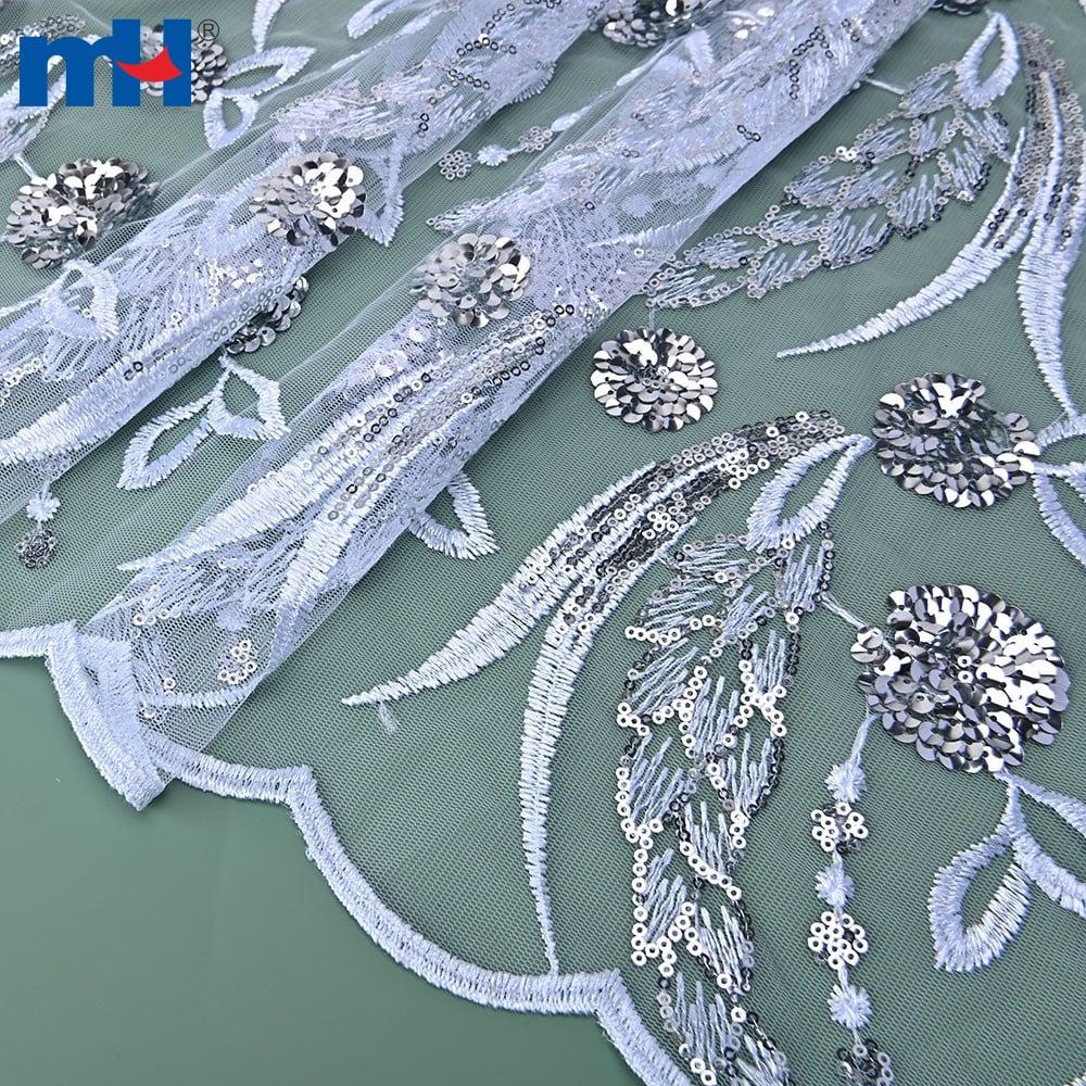 3D flower sequin embellished lace