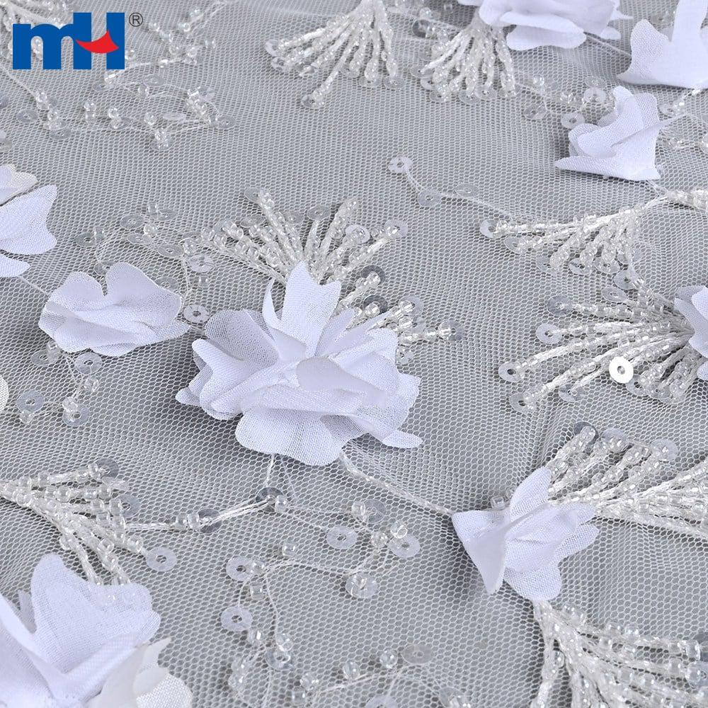 Tessuto di pizzo 3D con paillettes