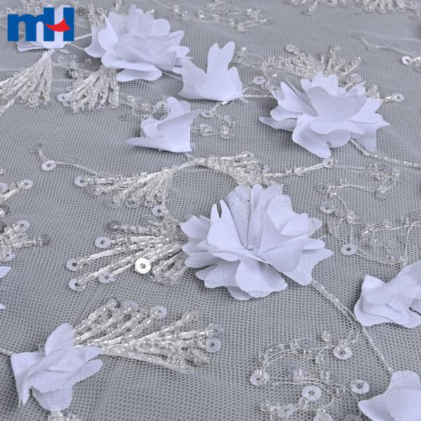 Tessuto di pizzo 3D con paillettes