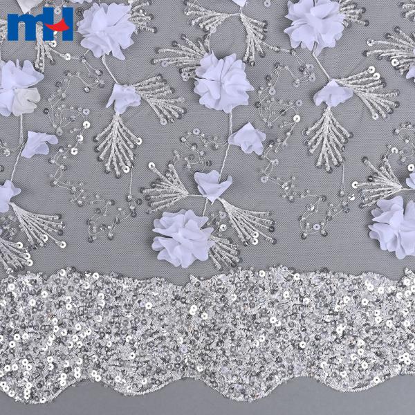 Tessuto di pizzo 3D con paillettes