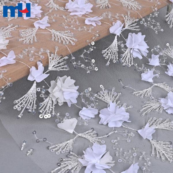 Tessuto di pizzo 3D con paillettes