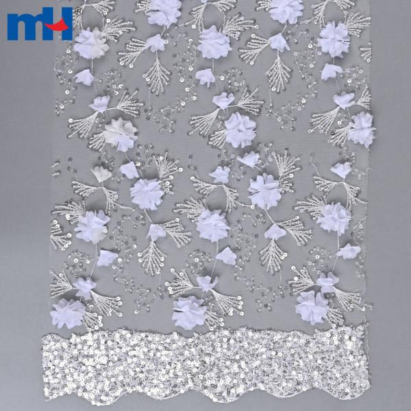 Tessuto di pizzo 3D con paillettes