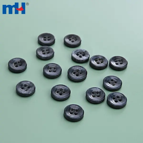 Botão de resina preto com 4 furos | Fornecedor