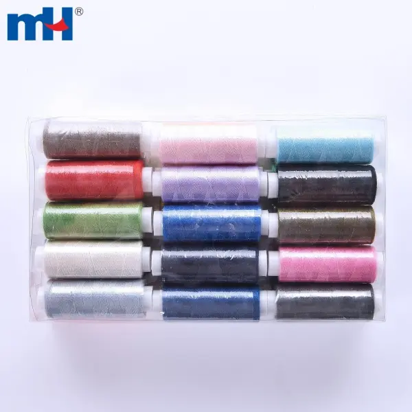 15 adet/kutu 200 metre/koni 40 iplikçik/2 grup renkli polyester dikiş ipliği