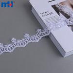 Elegante borde de encaje de malla bordado de 4 cm de diámetro con perlas