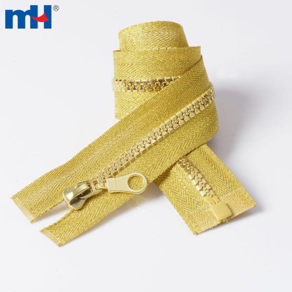 #5 Molded plastic zipper with gold teeth