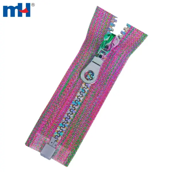 Zíper de plástico arco-íris, zíper de plástico multicolorido, zíper de dentes coloridos e fita adesiva
