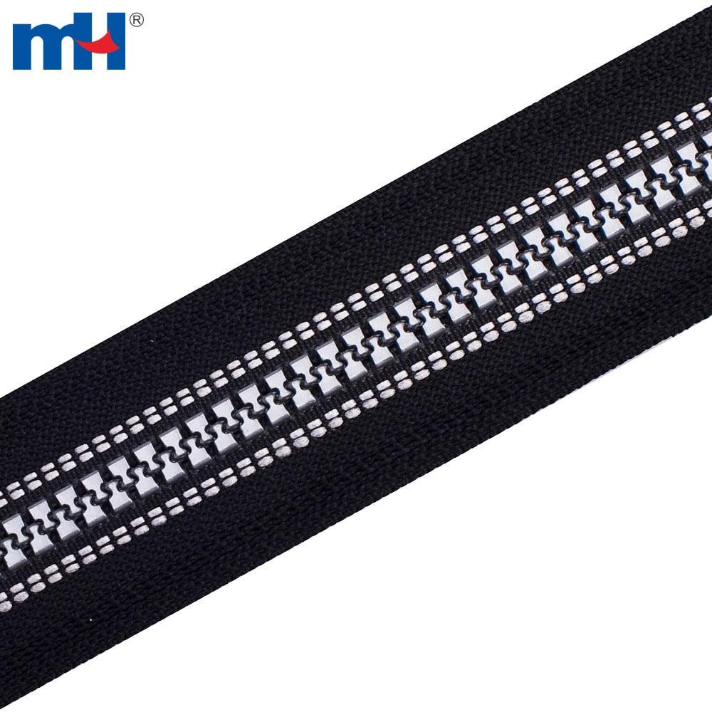 Wholesale #5 plastic reflective tape with zipper and long chain