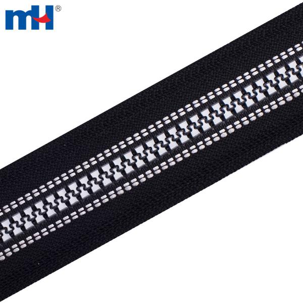 Wholesale #5 plastic reflective tape with zipper and long chain