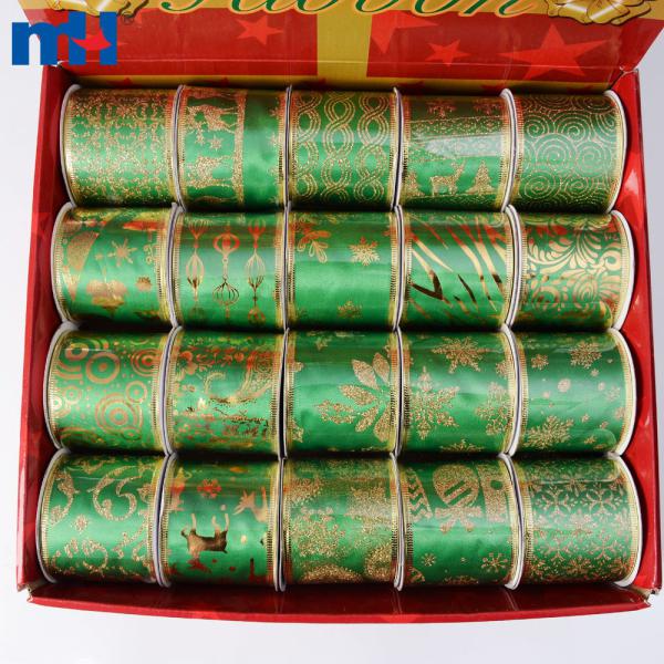 Emerald green Christmas ribbon with wire edge