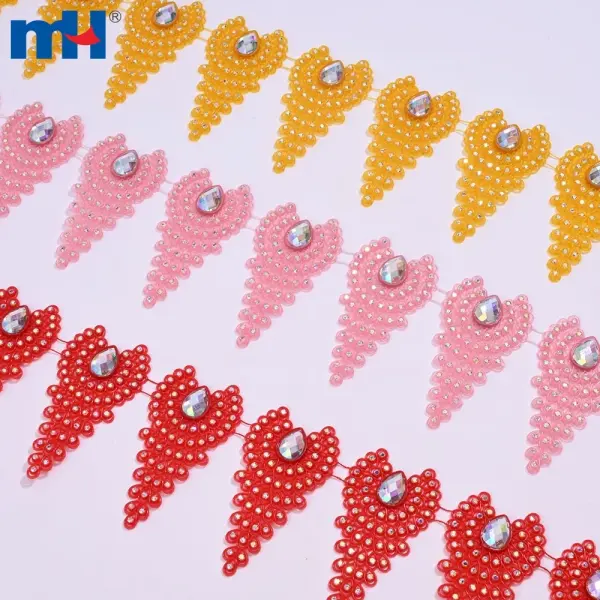 Bisel de diamantes de imitación de plástico con forma de lágrima de 72 mm - Adorno floral brillante