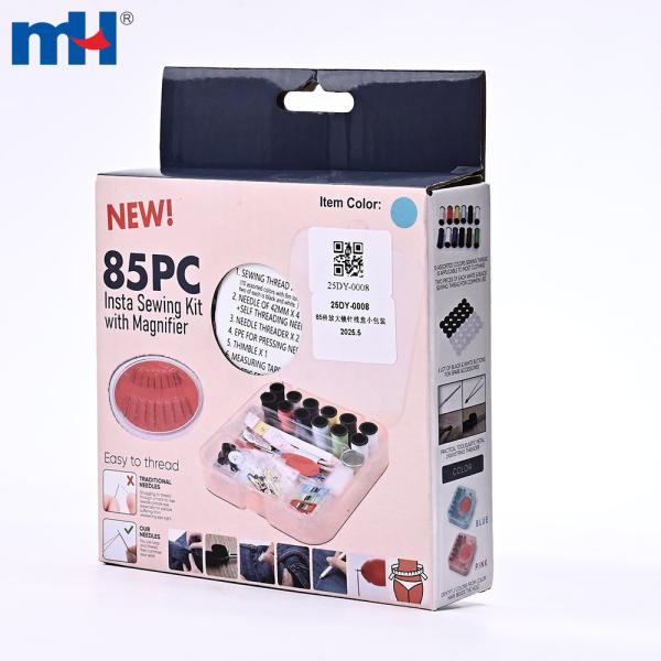 Sewing Kit with Magnifying Glass, 85 Pieces - Small Box (120 x 120 x 29 mm)