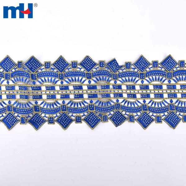 Rinstones bilan Afrika dantelli trim
