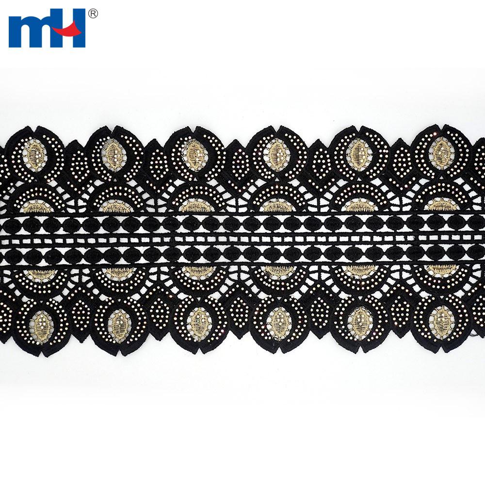 African lace trim with rhinestones