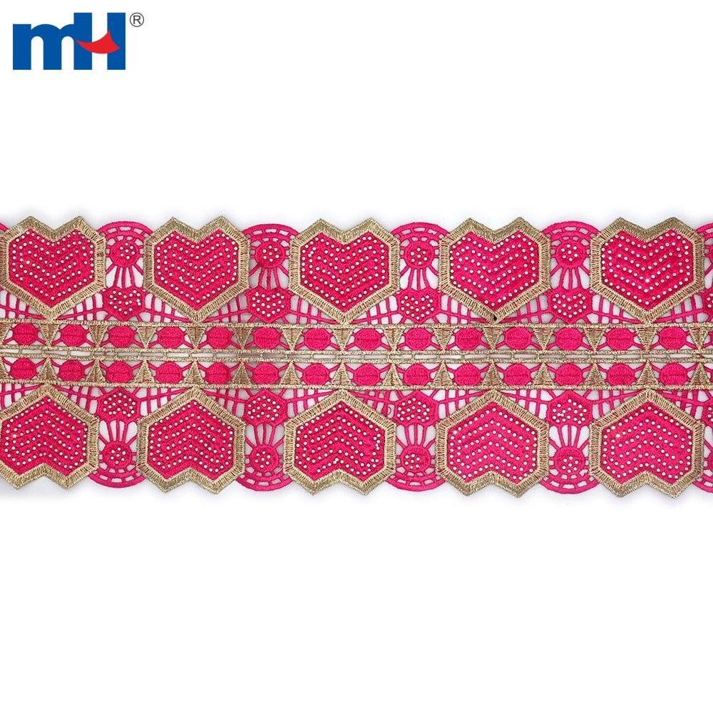 African lace trim with rhinestones