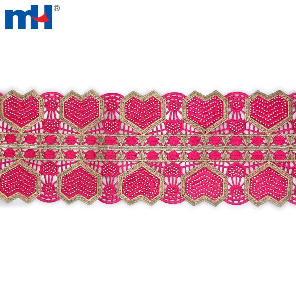 African lace trim with rhinestones